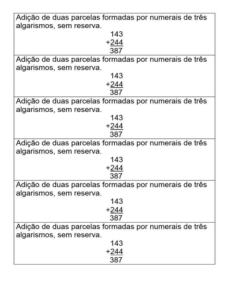 Adição de Duas Parcelas Formadas Por Numerais de Três Algarismos | PDF