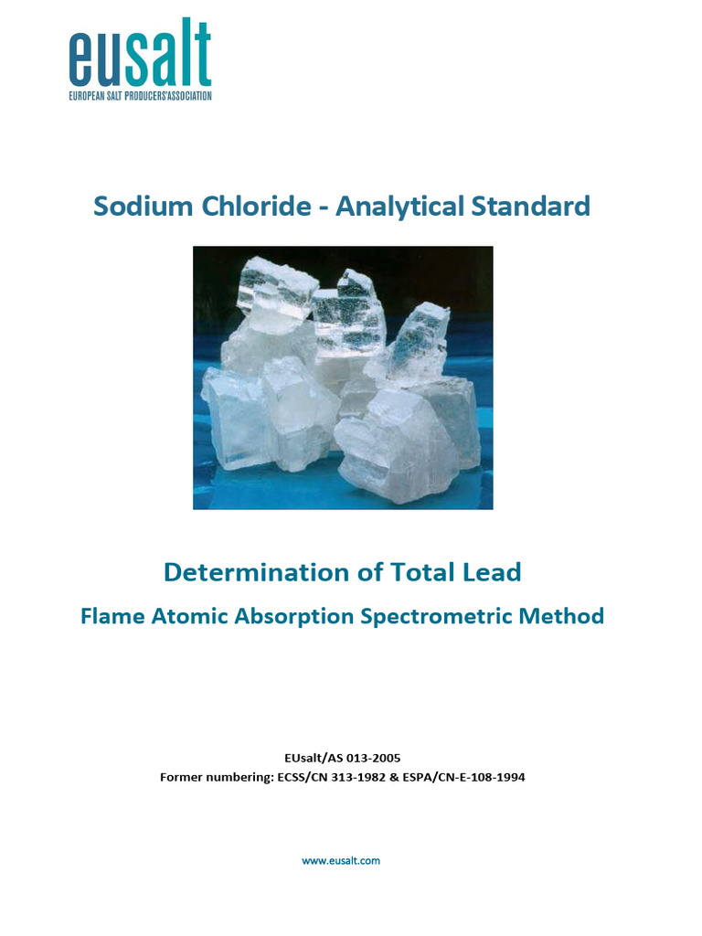 Eusalt as 013 2005 total lead flame atomic absorption spectrometric