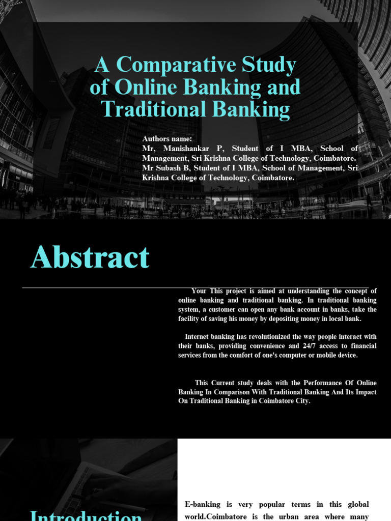 Online vs Traditional Banking in Coimbatore | PDF | Banks | Online Banking