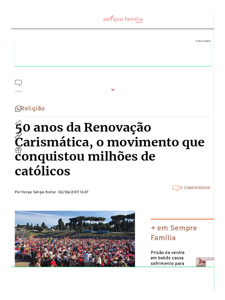 50 Anos Da Rcc Br Histórico Mundial Pdf Batismo Com O Espírito