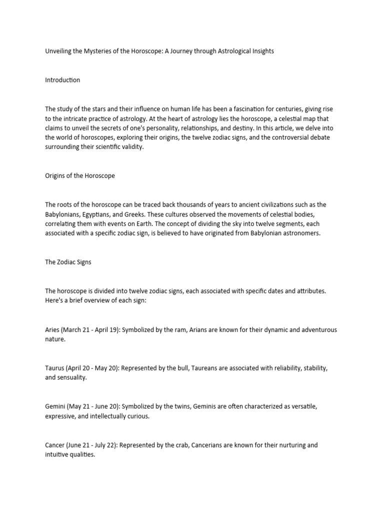 Unveiling The Mysteries of The Horoscope PDF Astrological Sign Zodiac(00)