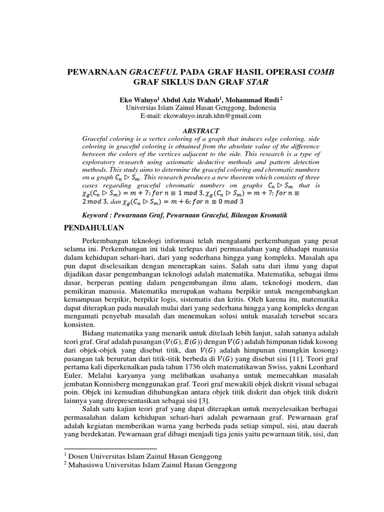 Pewarnaan graceful pada graf hasil operasi comb graf siklus dan graf