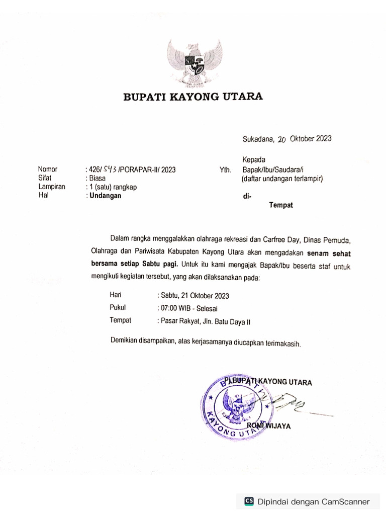 Surat Undangan Senam Sehat | PDF
