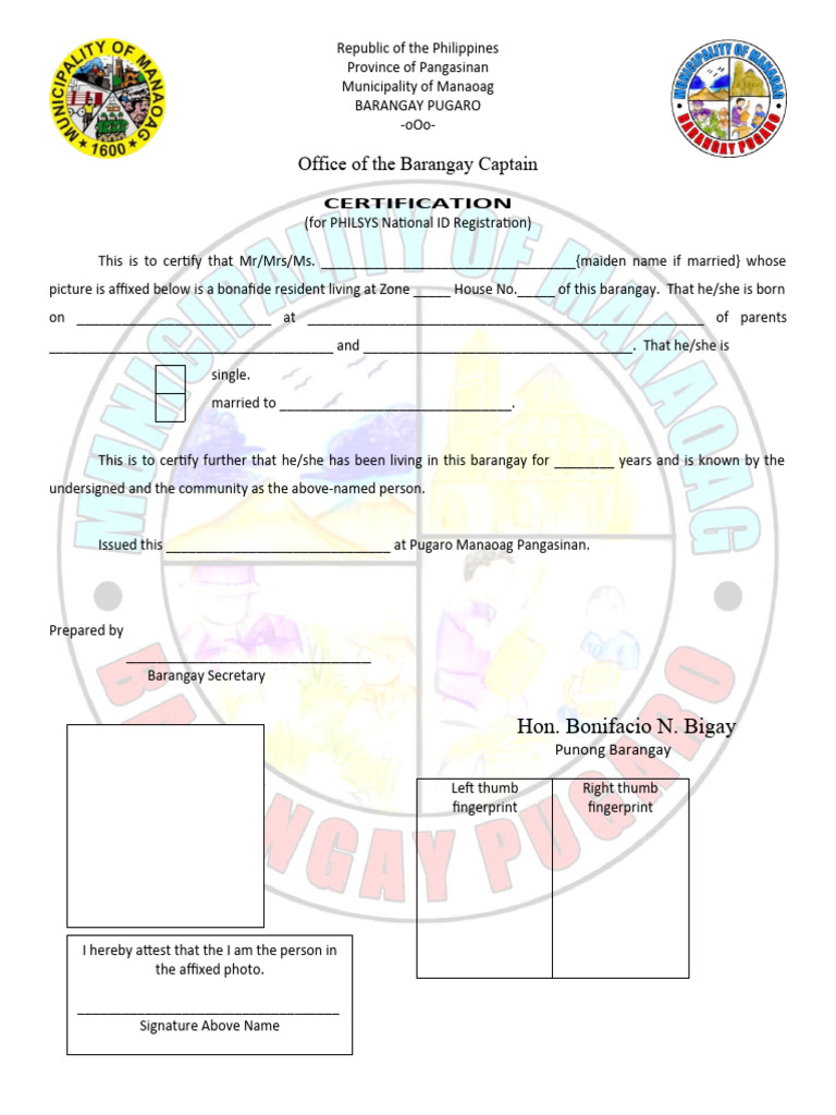 certificate for national id | PDF