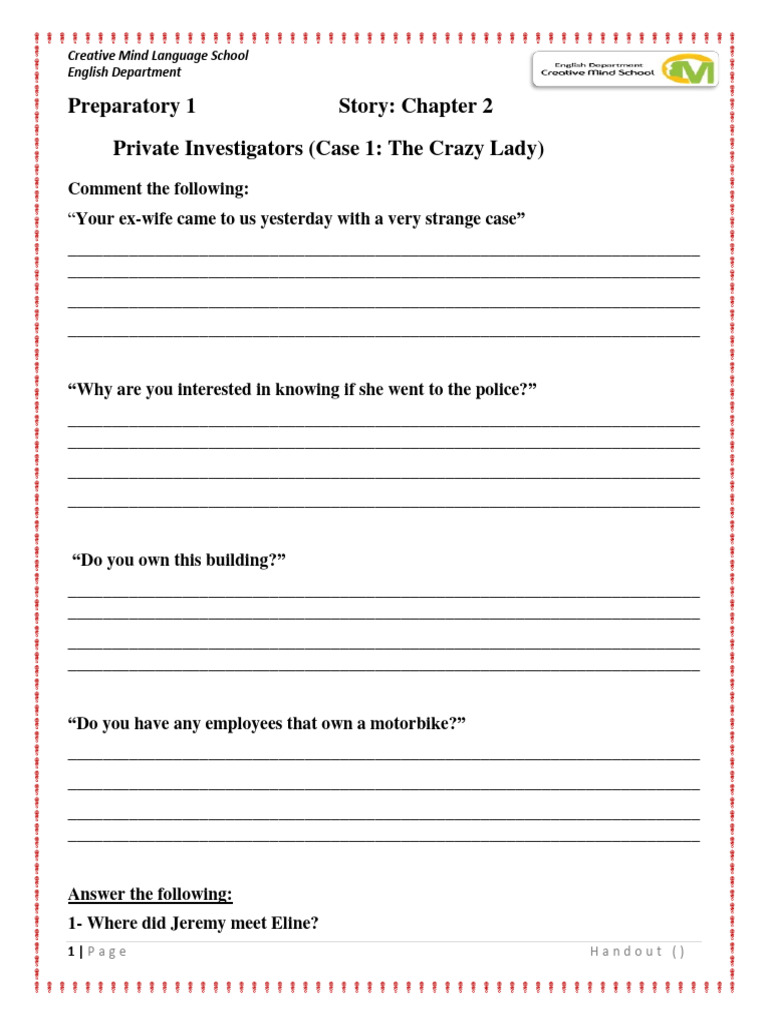 Prep 1 Story Ch2 Activity | PDF