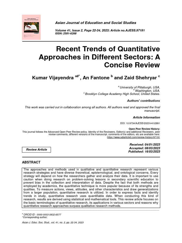 Trends in Quantitative Research Methods | PDF | Quantitative Research ...