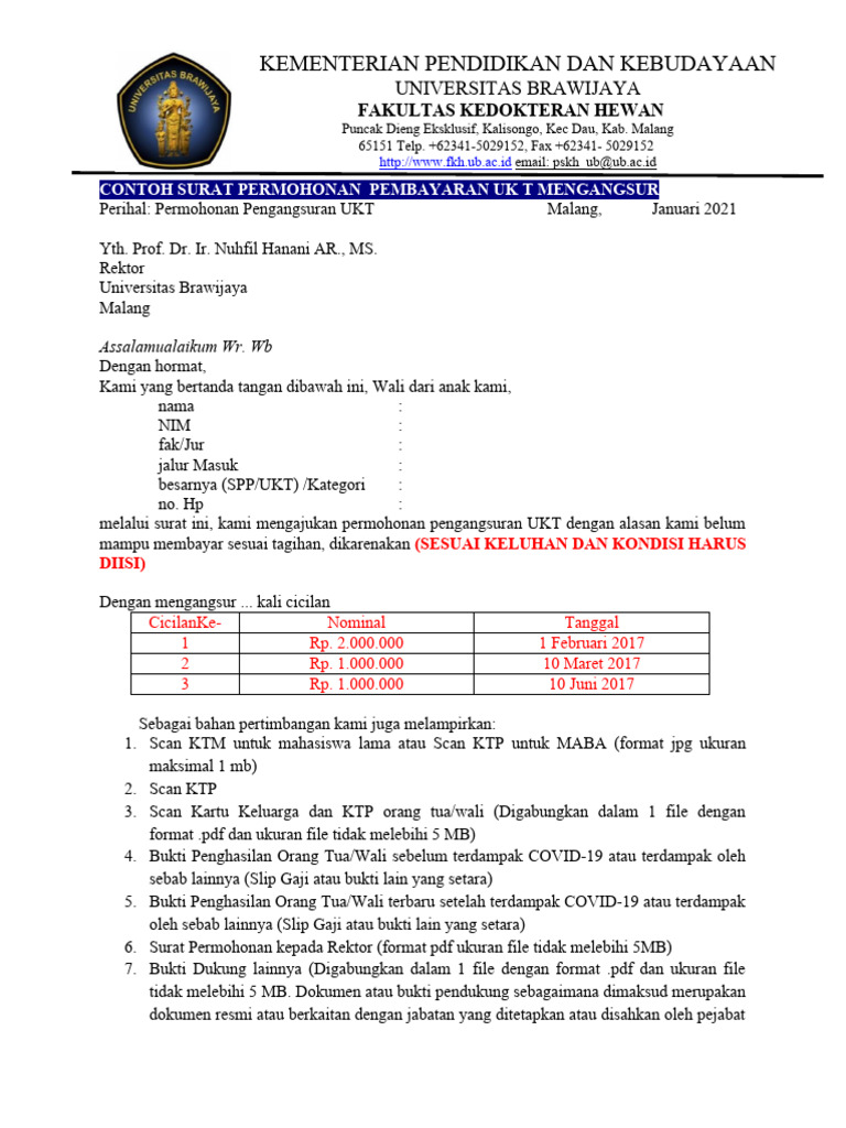 Contoh Surat Permohonan Ukt Universitas Pdf 