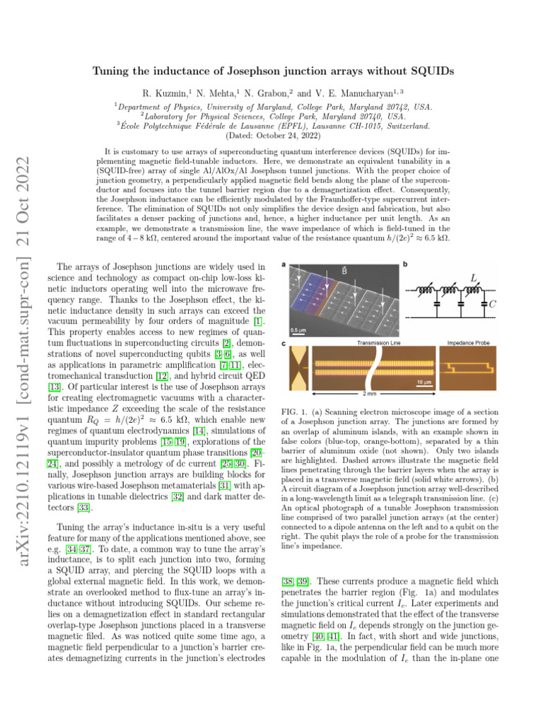 Tuning The Inductance of Josephson Junction Arrays Without SQUIDs PDF