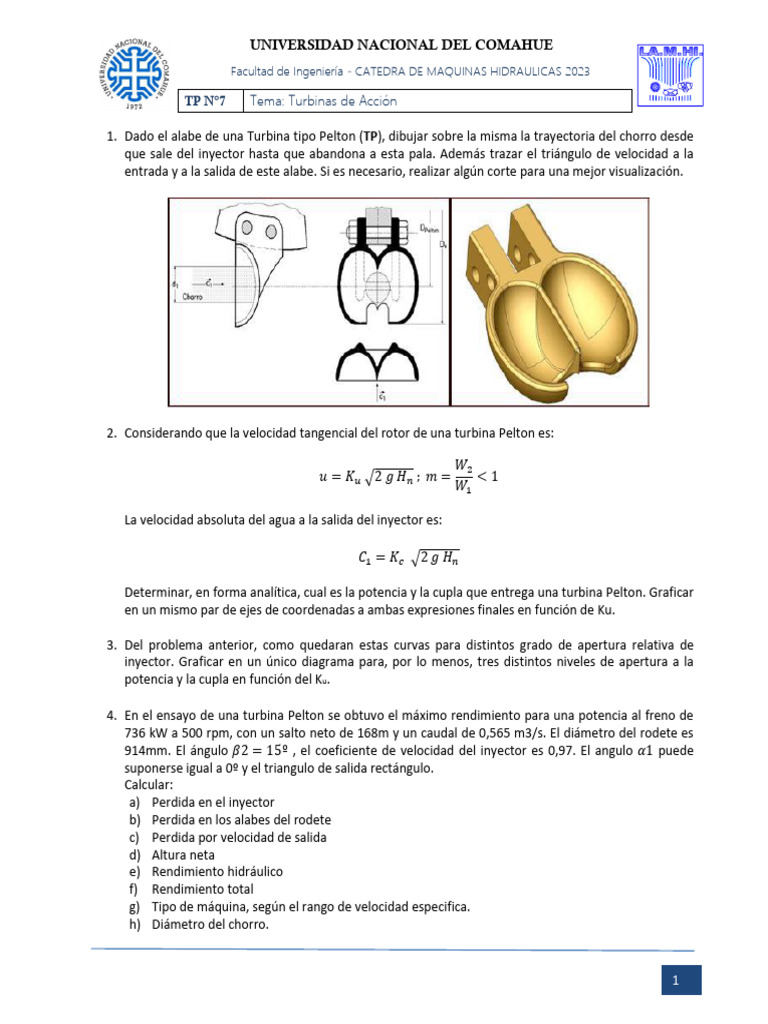 TP 07- Turbinas de Accion 2023 | PDF | Turbina | Electricidad renovable