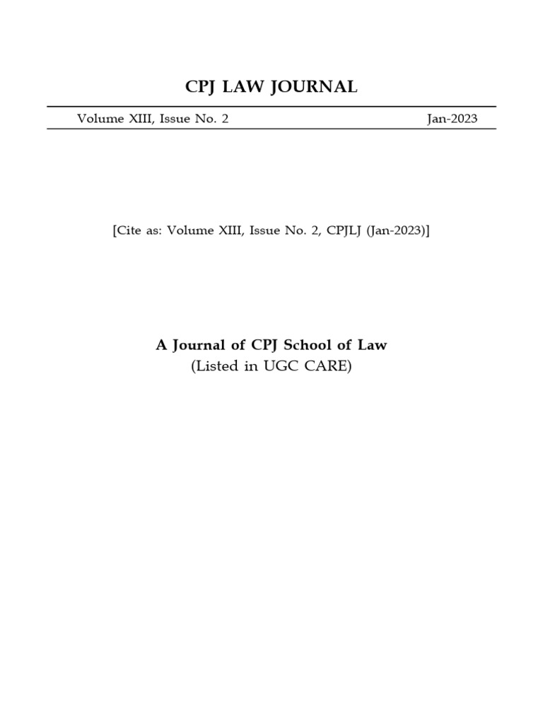 CPJ Law Journal Vol XIII, Issue 2 | PDF