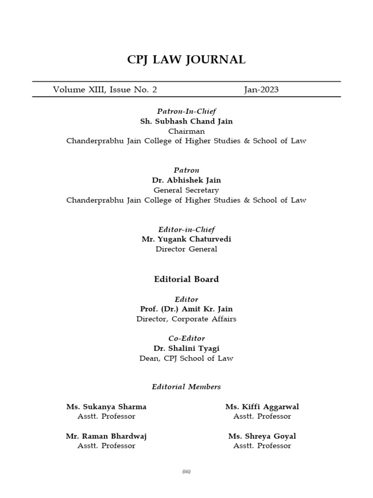 CPJ Law Journal Volume XIII, Issue 2 | PDF | Science & Mathematics