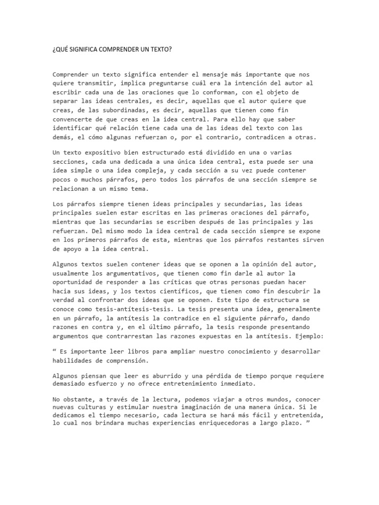 Que Significa Comprender Un Texto | PDF | Fotosíntesis | Naturaleza
