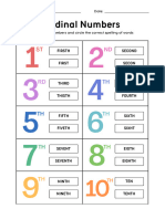 Ordinal Numbers: Firsth Second