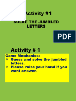 Activity #1: Solve The Jumbled Letters