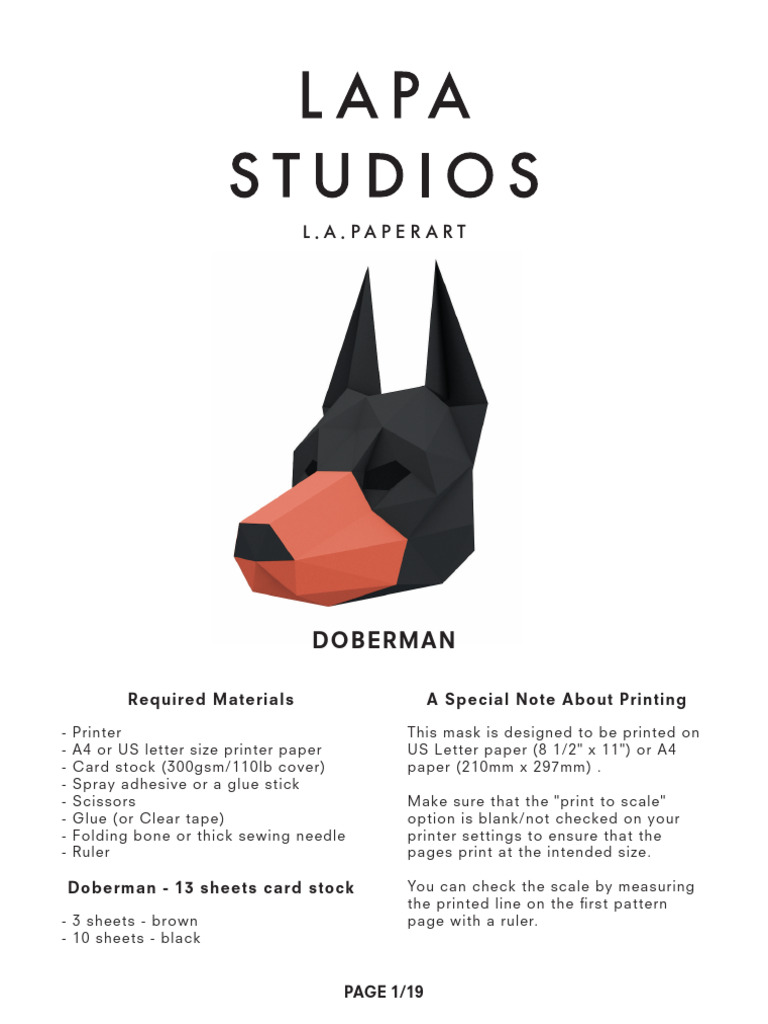 Doberman Mask Assembly Guide | PDF | Adhesive | Printing