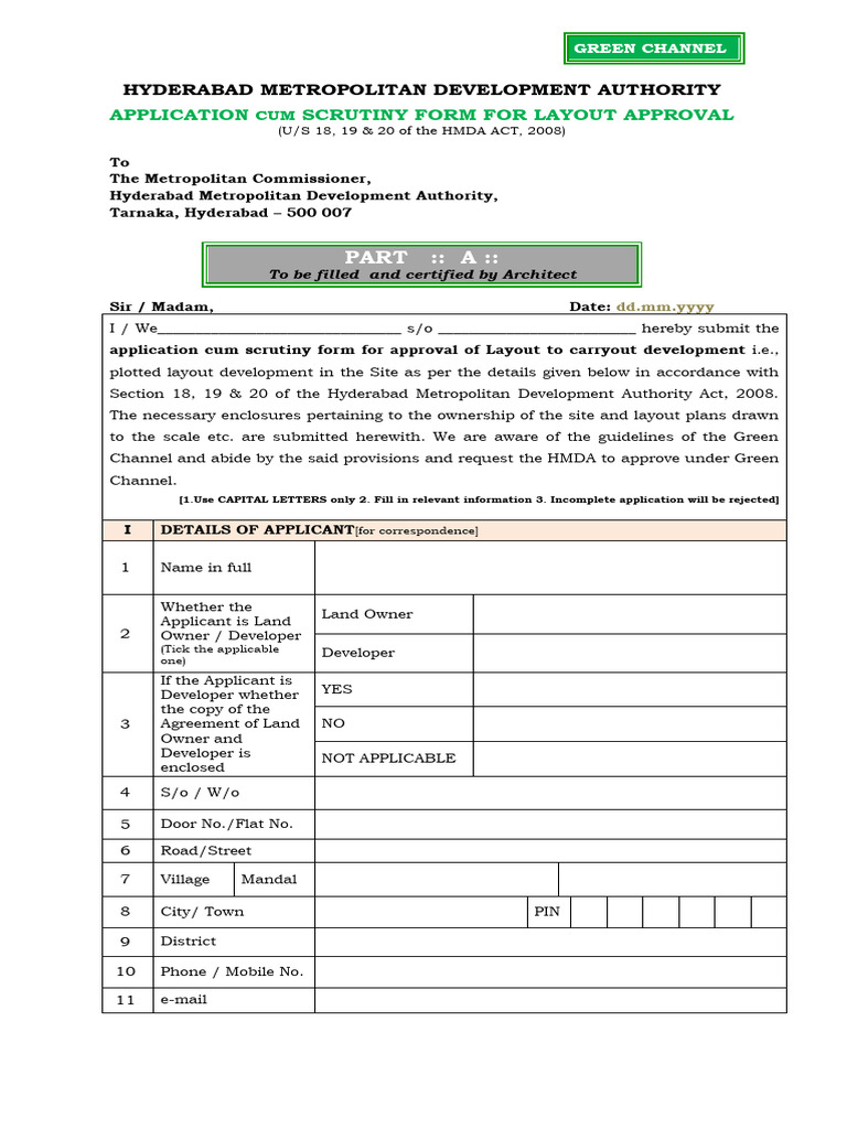 GREEN CHANNEL ApplicationCumScrutinyForm Part A | PDF | Airport | Architect