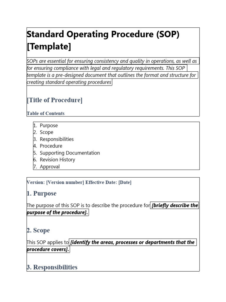 Standard Operating Procedure Template PDF