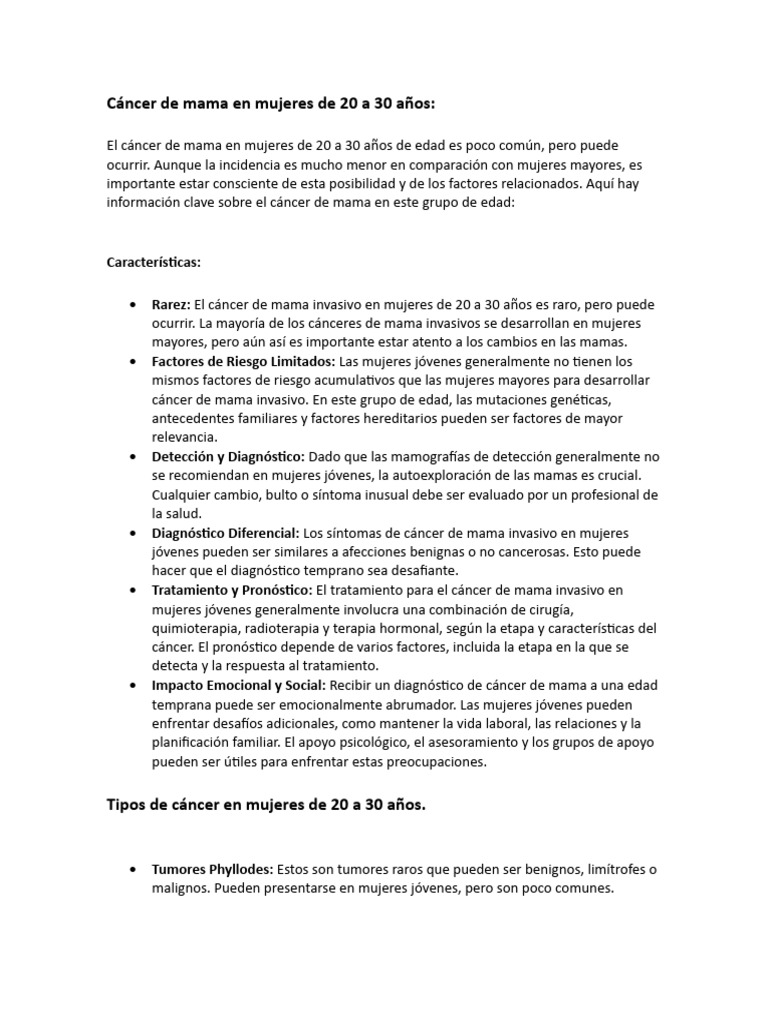 Cáncer de mama en mujeres jóvenes | PDF | Cáncer de mama | Cáncer