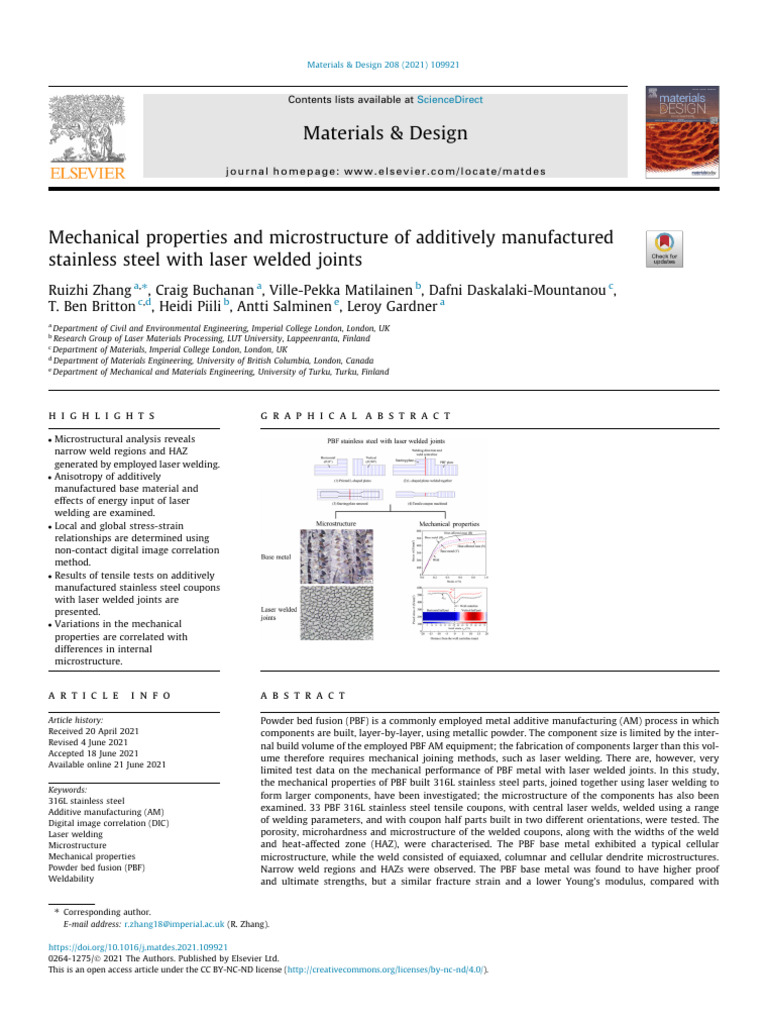 Mechanical Properties and Microstructure of Additively Manufactured ...