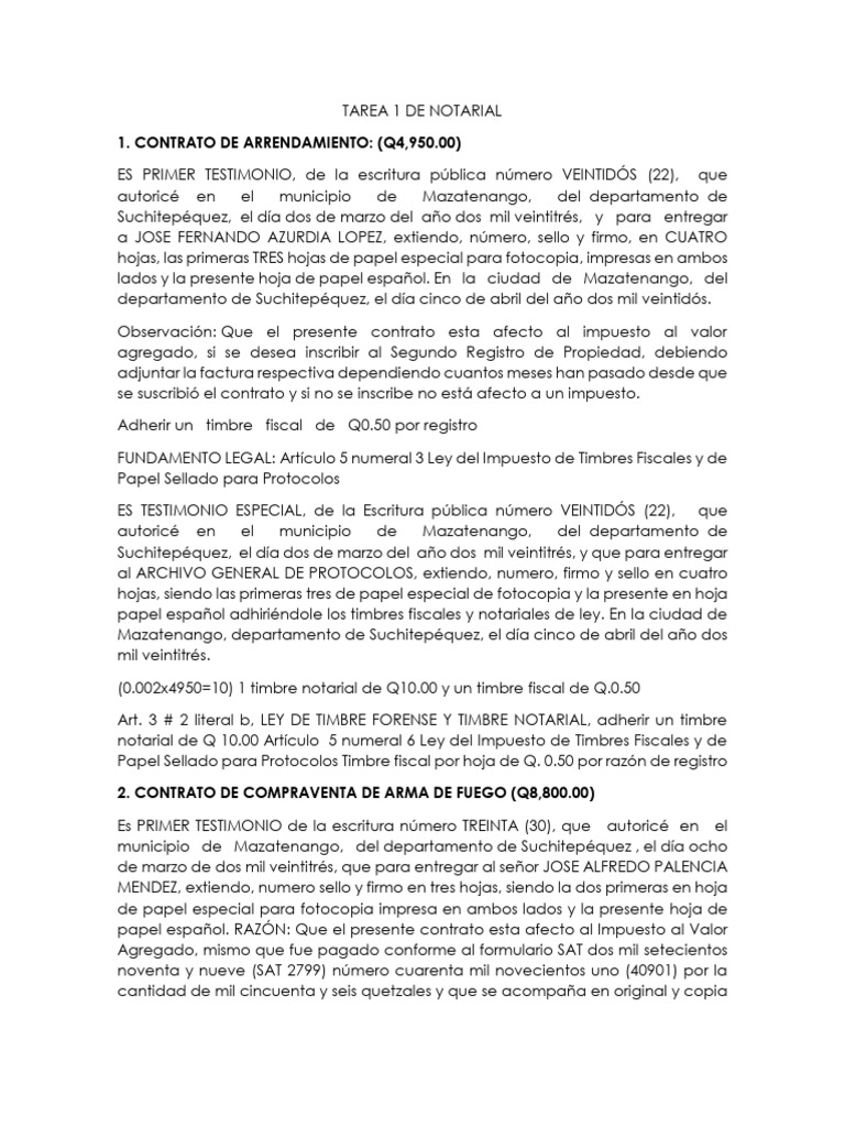 Tarea No. 1 de Notarial PDF Impuestos Derecho Civil Law)