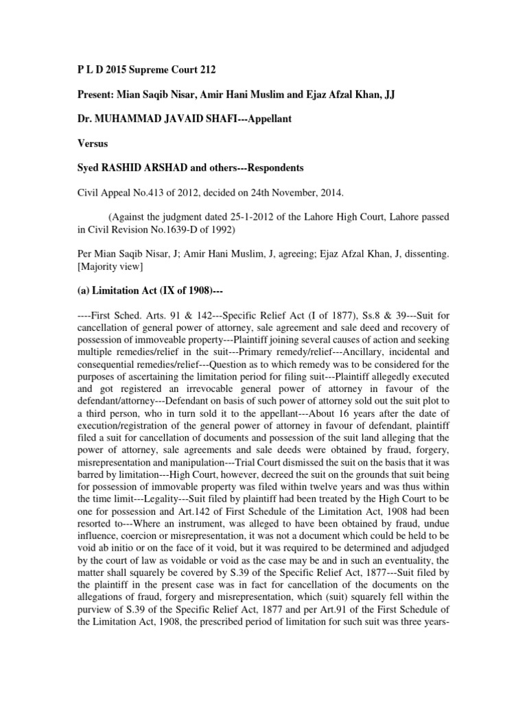 Supreme Court Ruling on Limitation Act | PDF | Lawsuit | Cause Of Action
