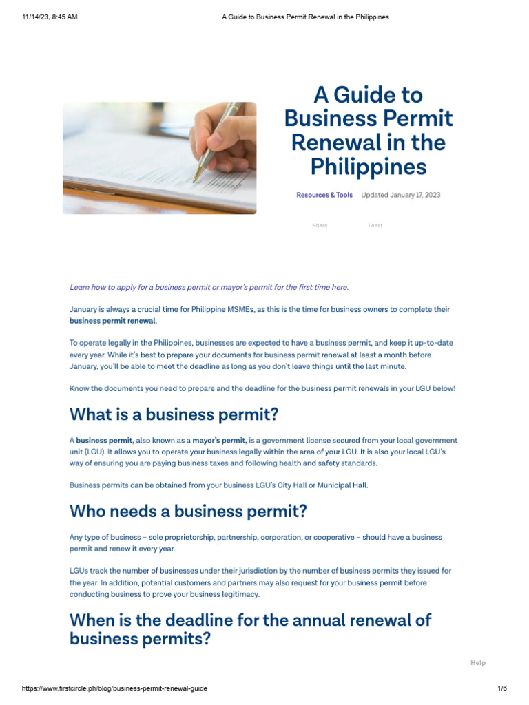 A guide to business permit renewal in the philippines pdf metro