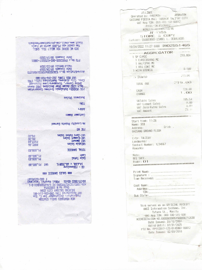 Scanned Receipts October PDF