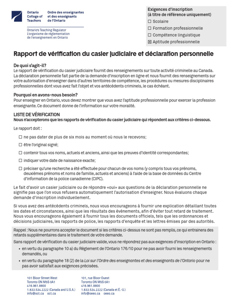 Vérification du casier judiciaire en Ontario | PDF | Justice | Crime et ...