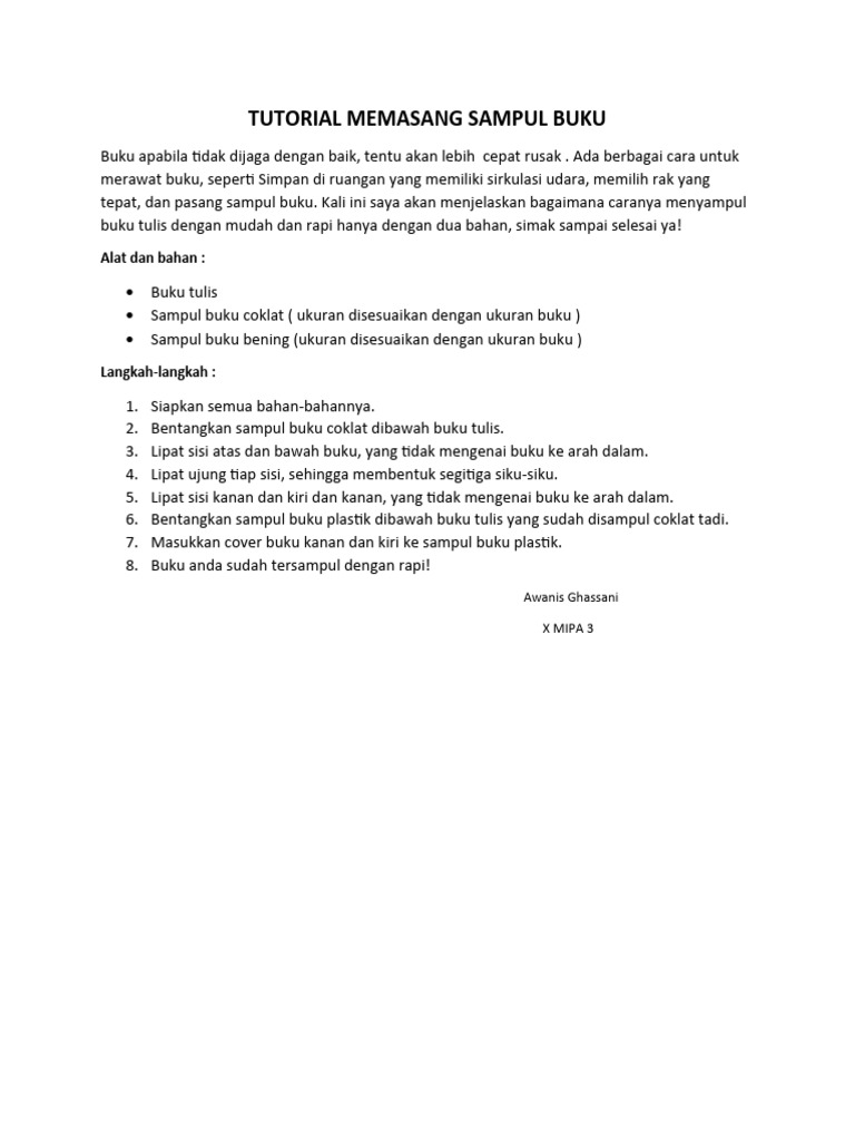 Tutorial Menyampul Buku Tulis Rapi | PDF