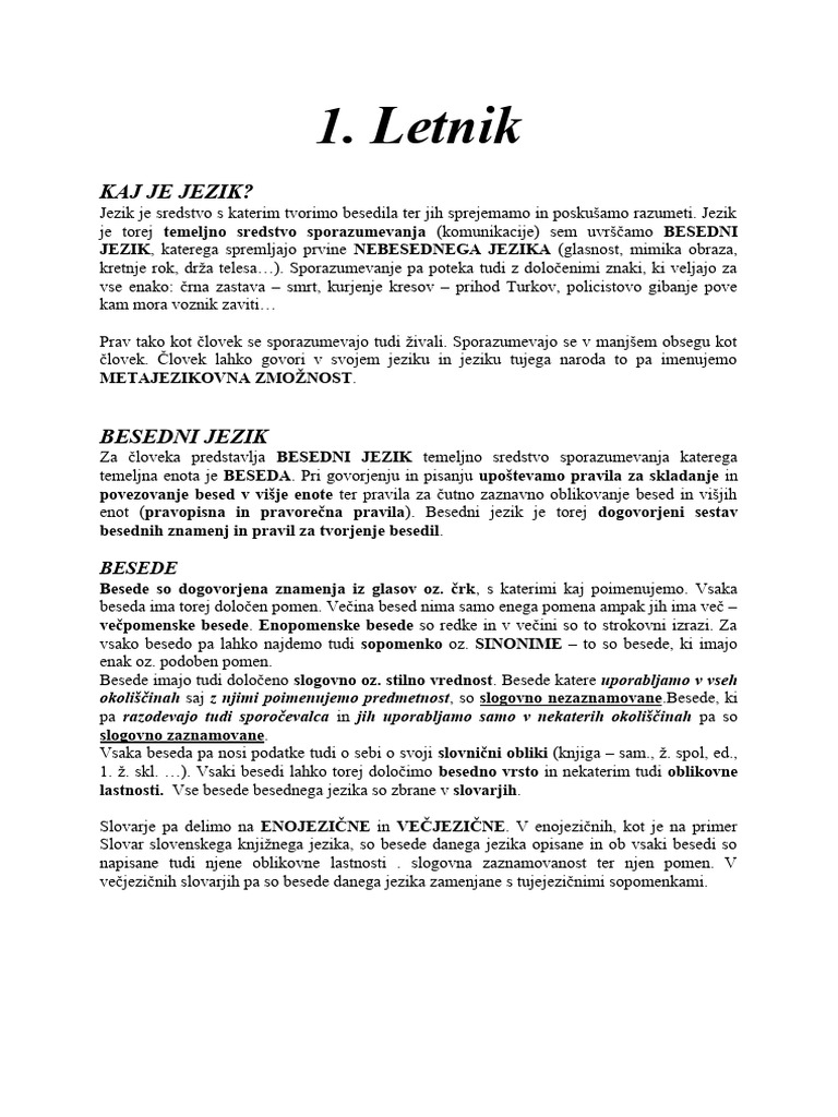 Slo Sns 1 Letnik 01 | PDF