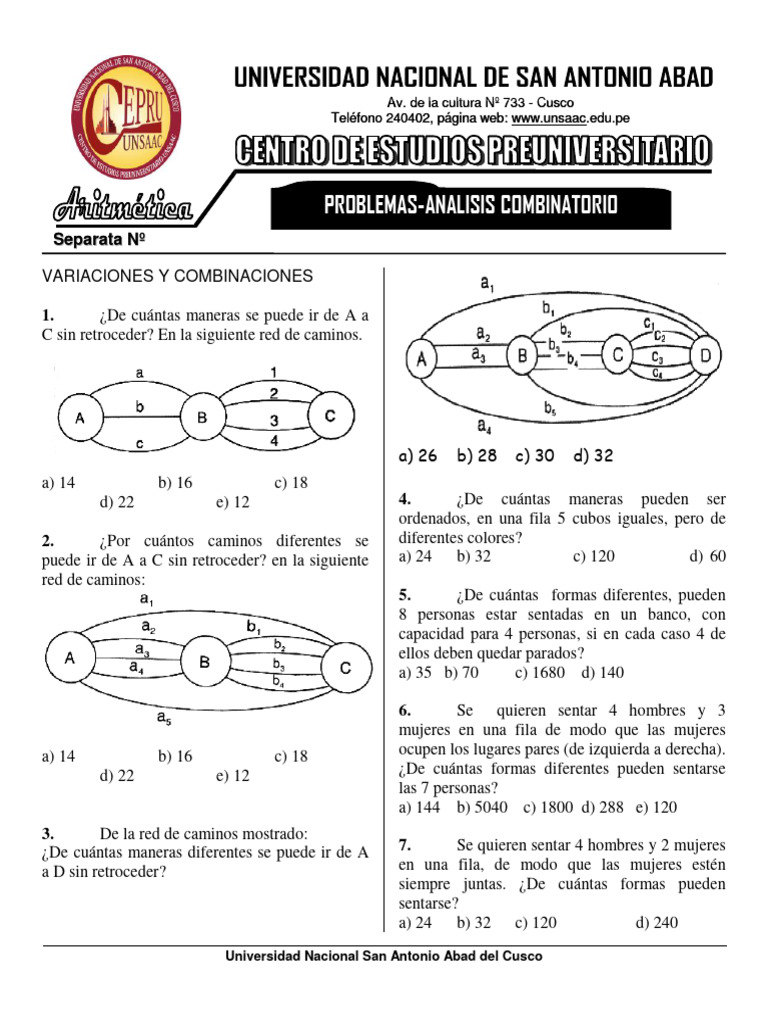 Problemas de Análisis Combinatorio | PDF | Métodos y materiales de ...