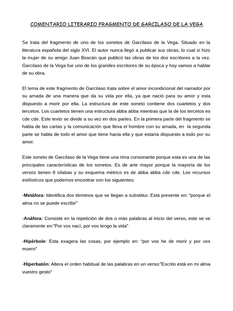 Comentario Literario 1 | PDF