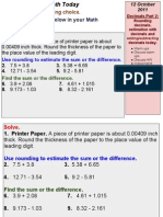 Fractions, Decimals, Percents Day 3, 2011-2012