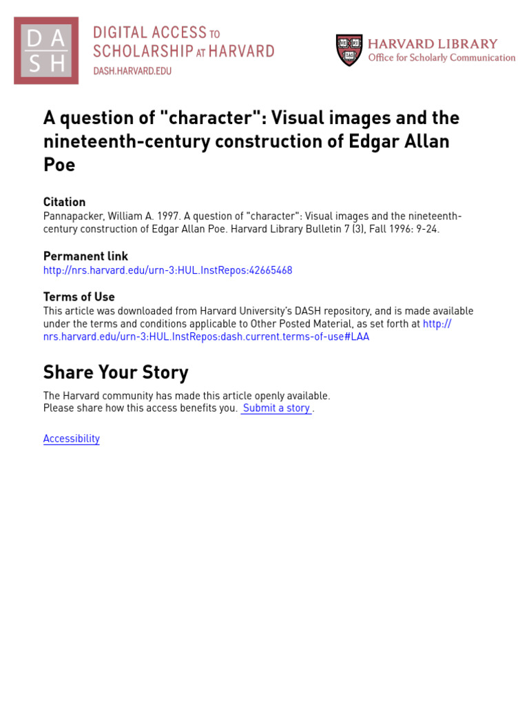 A Question of 'Character' Visual Images and The