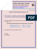 Notice To Parents 09.11.2023 (I - XII)