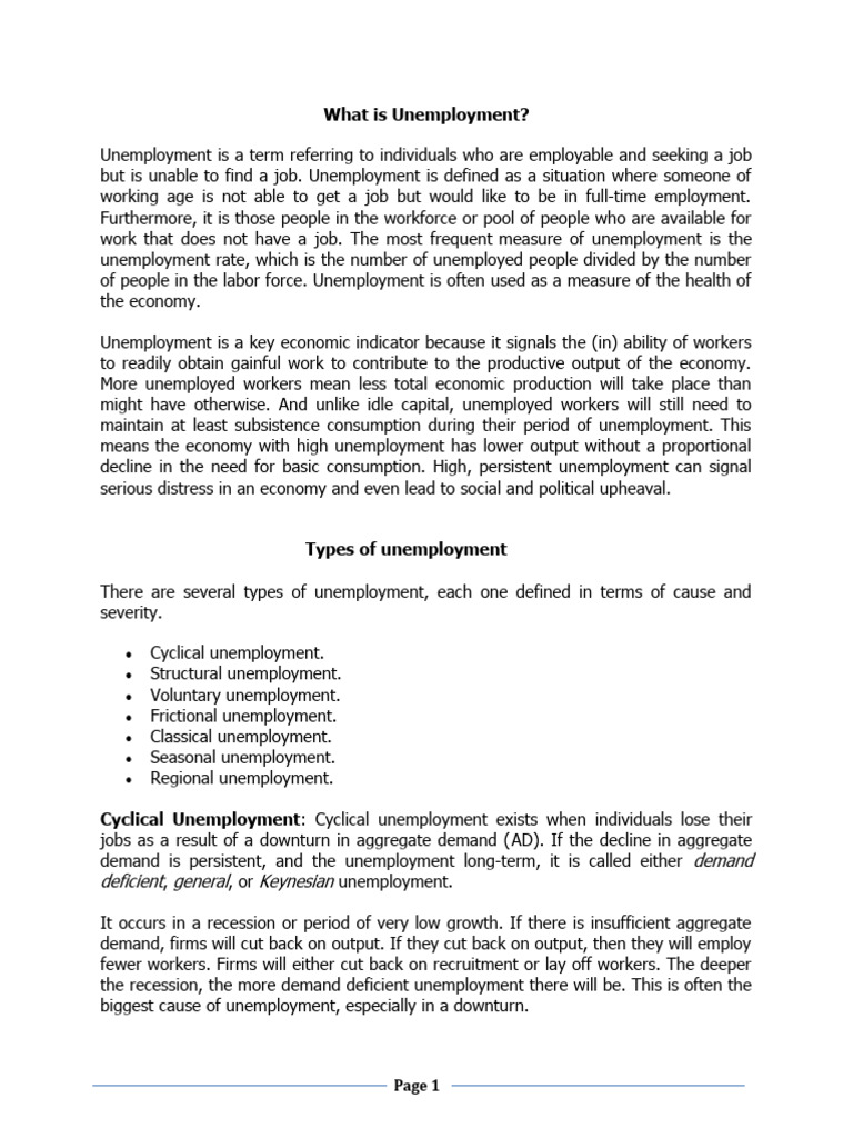 What Is Unemployment | PDF | Cost Of Living | Unemployment