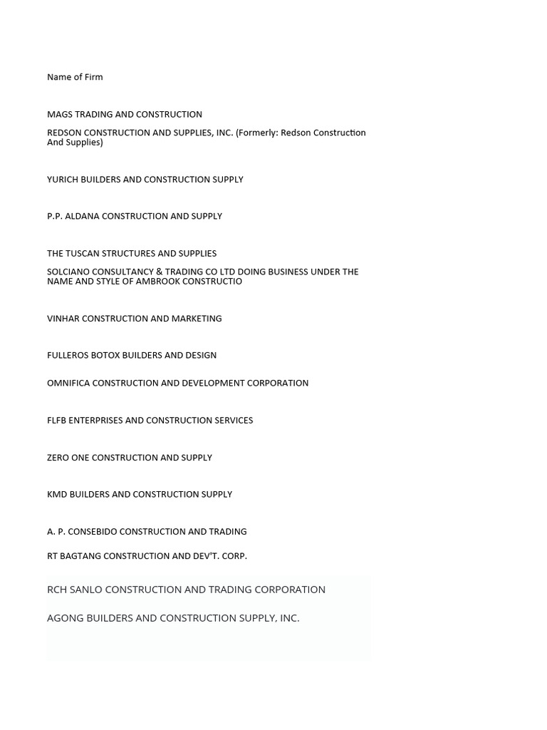 PCAB Directory of Contractors Class A PDF Sewage Treatment