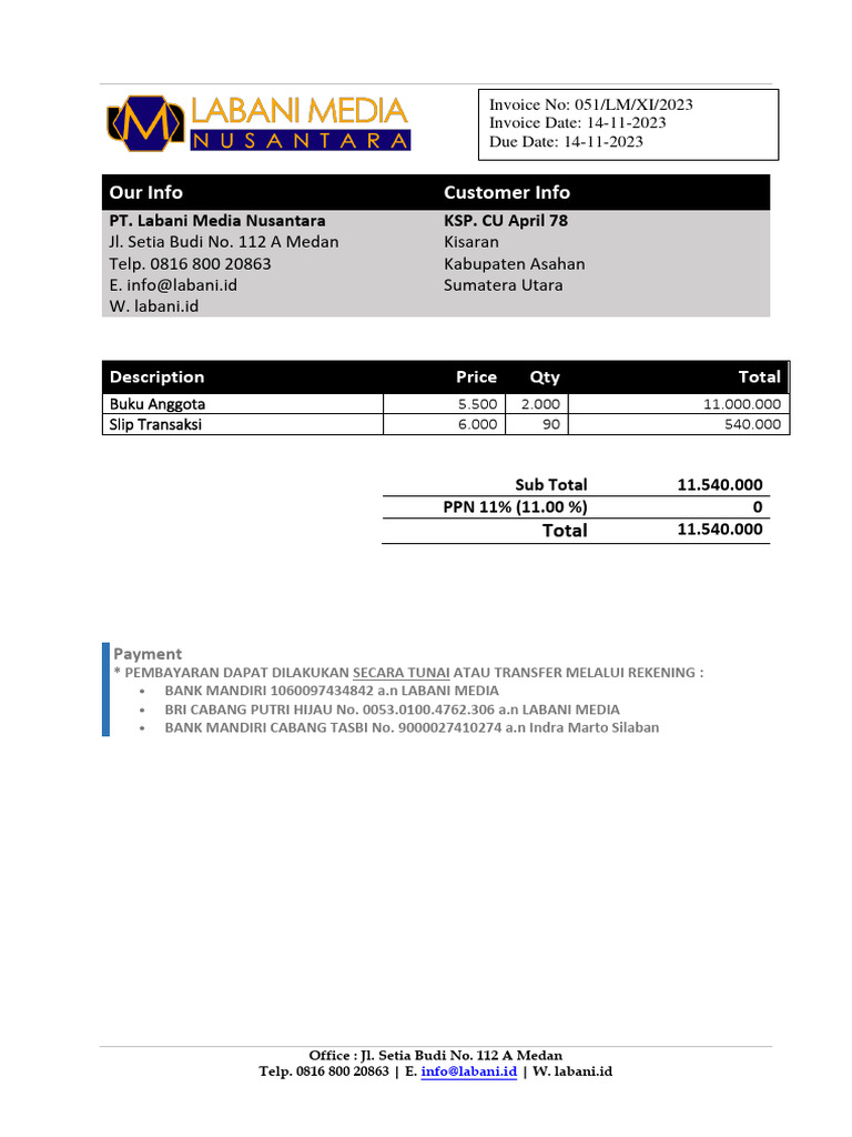 Invoice Buku Pdf