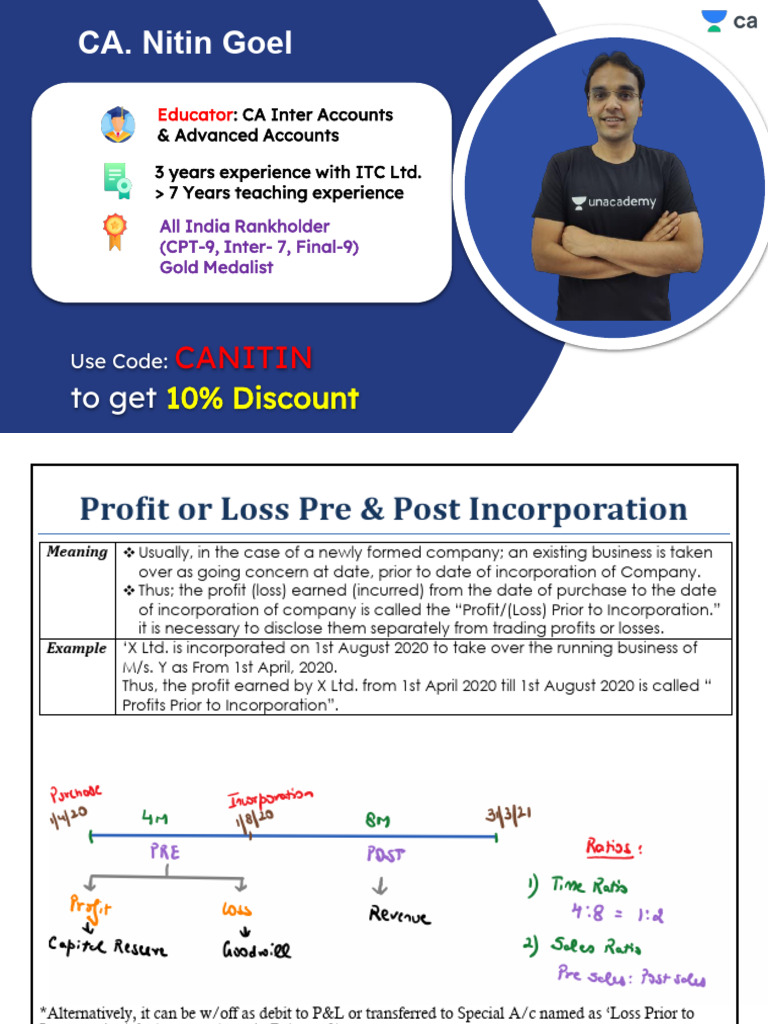 Profit Prior To Incorporation Solved Examples