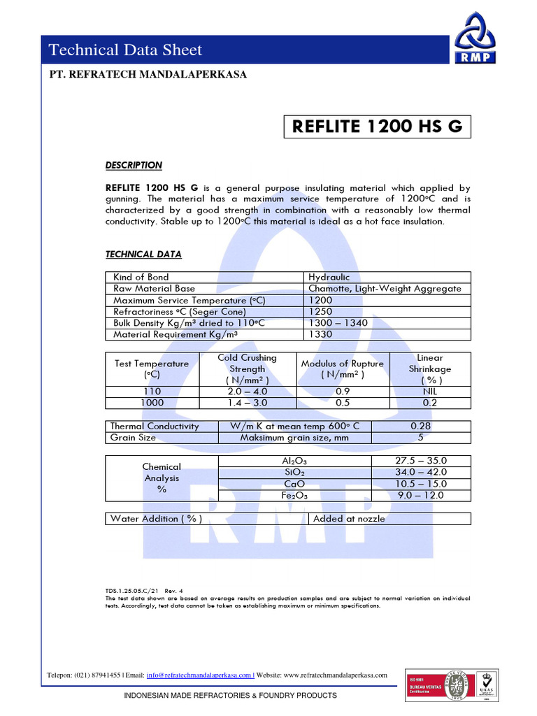 Reflite 1200 HS G | PDF | Chemistry | Materials