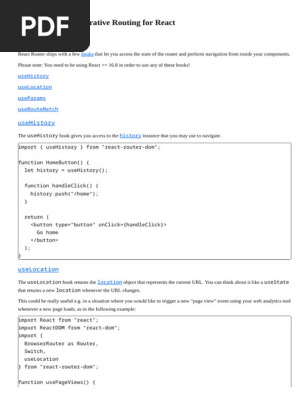 React Router Declarative Routing for React.js