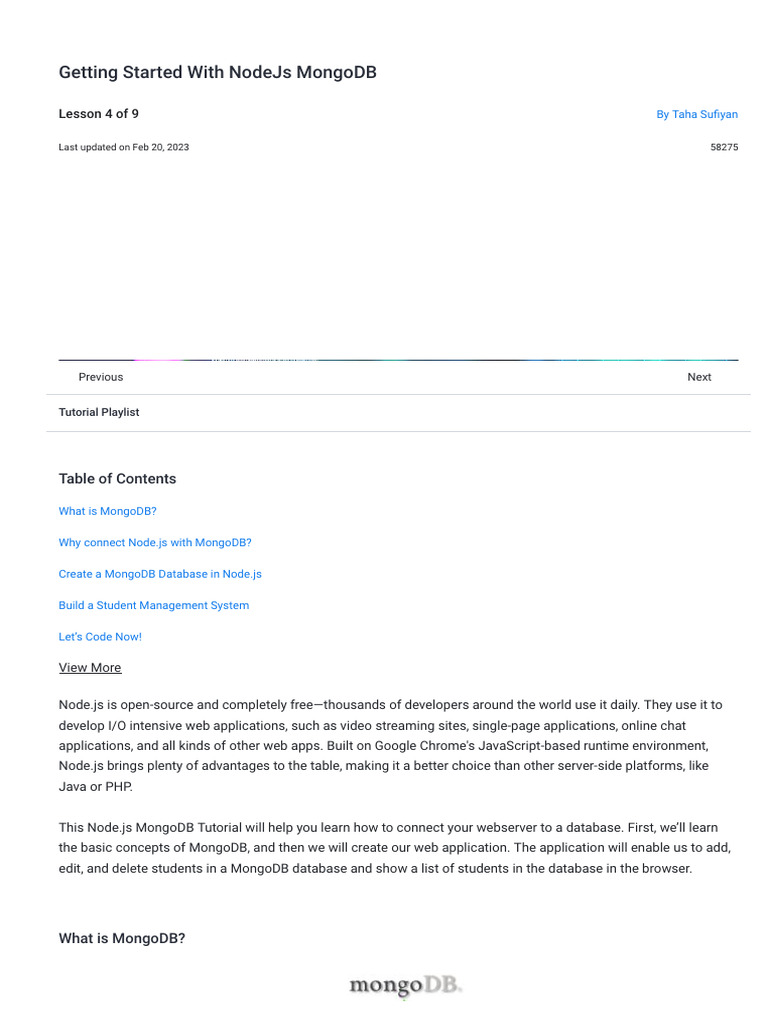 Nodejs-04-Getting Started With NodeJs MongoDB | PDF | Mongo Db | Web ...