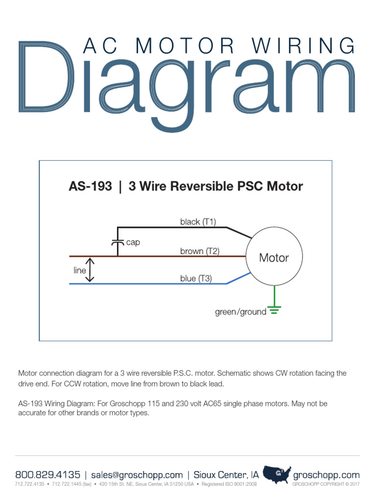 AS 193 Wiring Diagram Groschopp 3 Wire Reversible PSC Motor