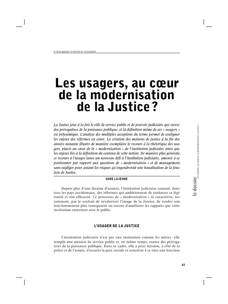 Usagers et modernisation de la Justice | PDF | Justice | Crime et violence