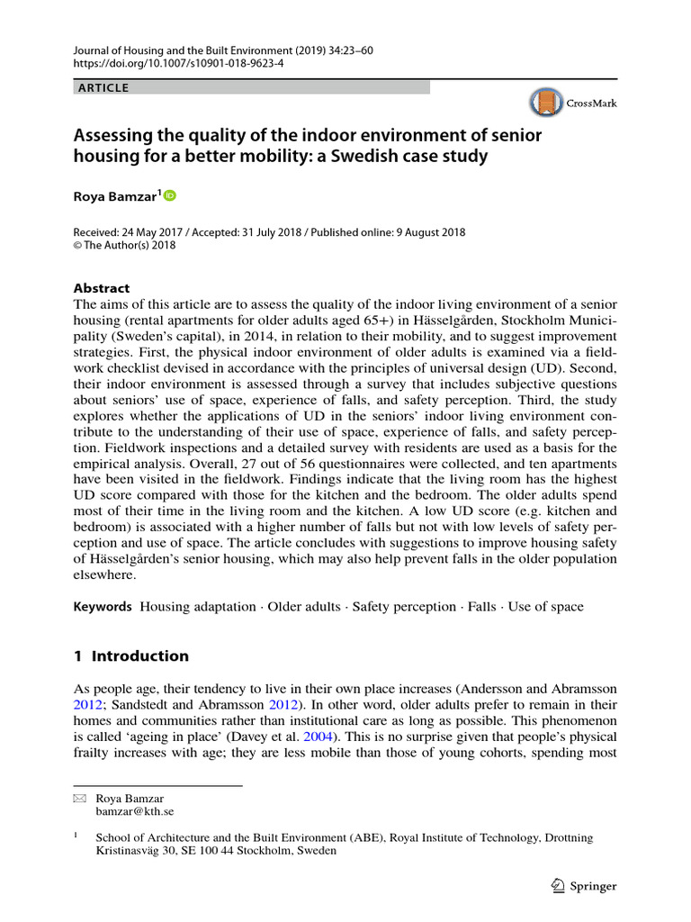 Assessing the quality of the indoor environment of senior housing for a