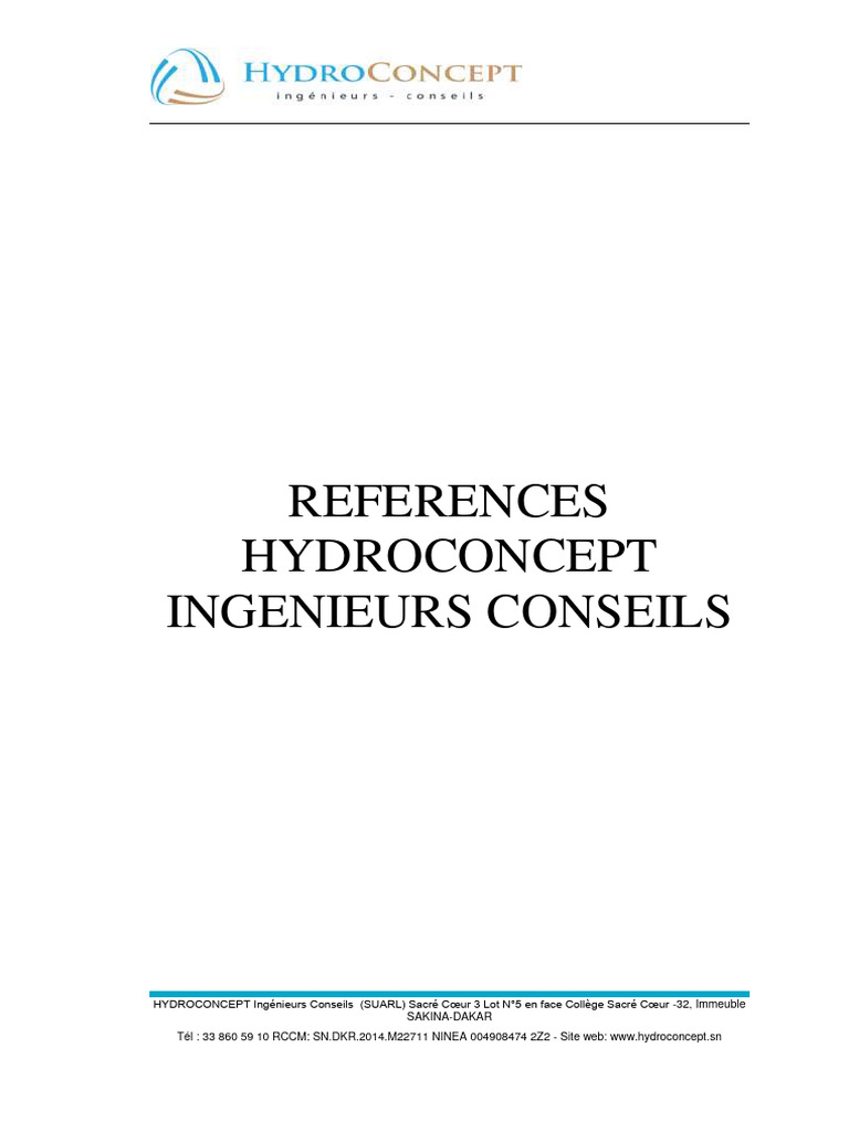 Références Projets HYDROCONCEPT | PDF | Génie géotechnique | Sénégal