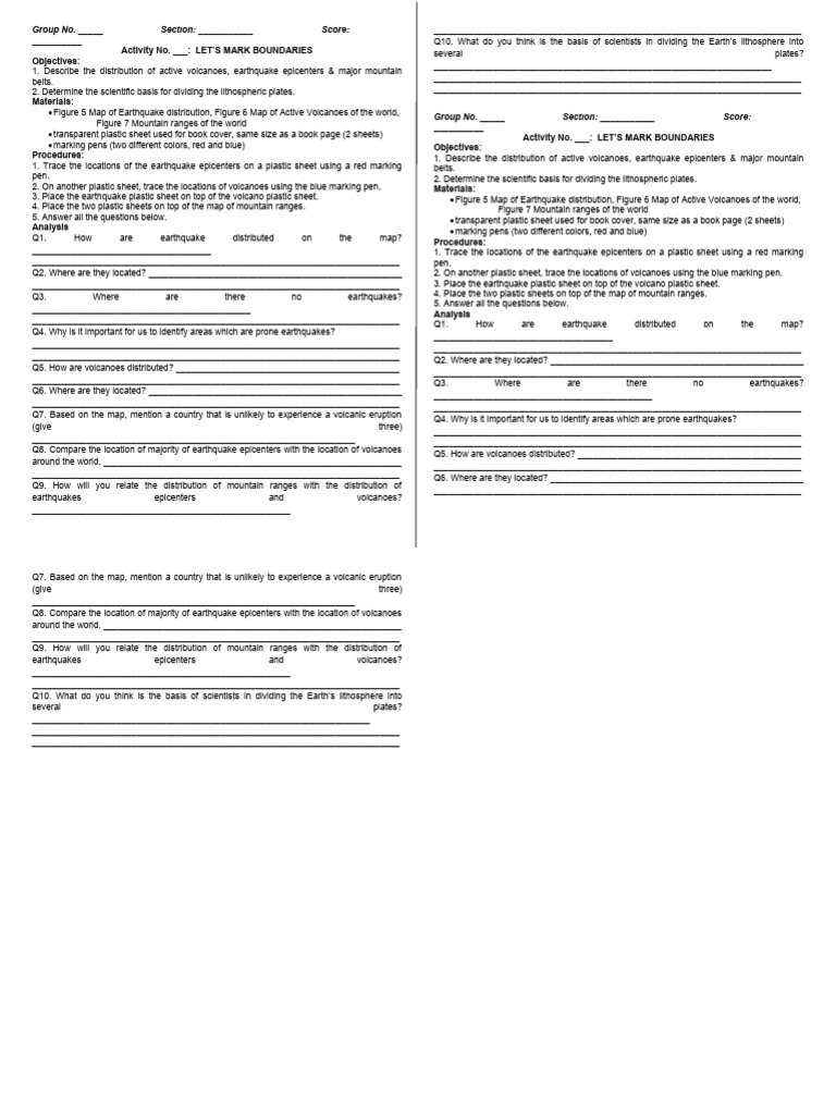 Activity No. - : LET'S MARK BOUNDARIES Objectives:: Group No. - Section ...