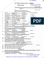 9th English Quarterly Exam 2022 Original Question Paper Thiruvannamalai District PDF Download