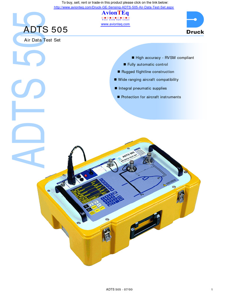 ADTS 505 Air Data Test Set Overview | PDF | Airspeed | Calibration