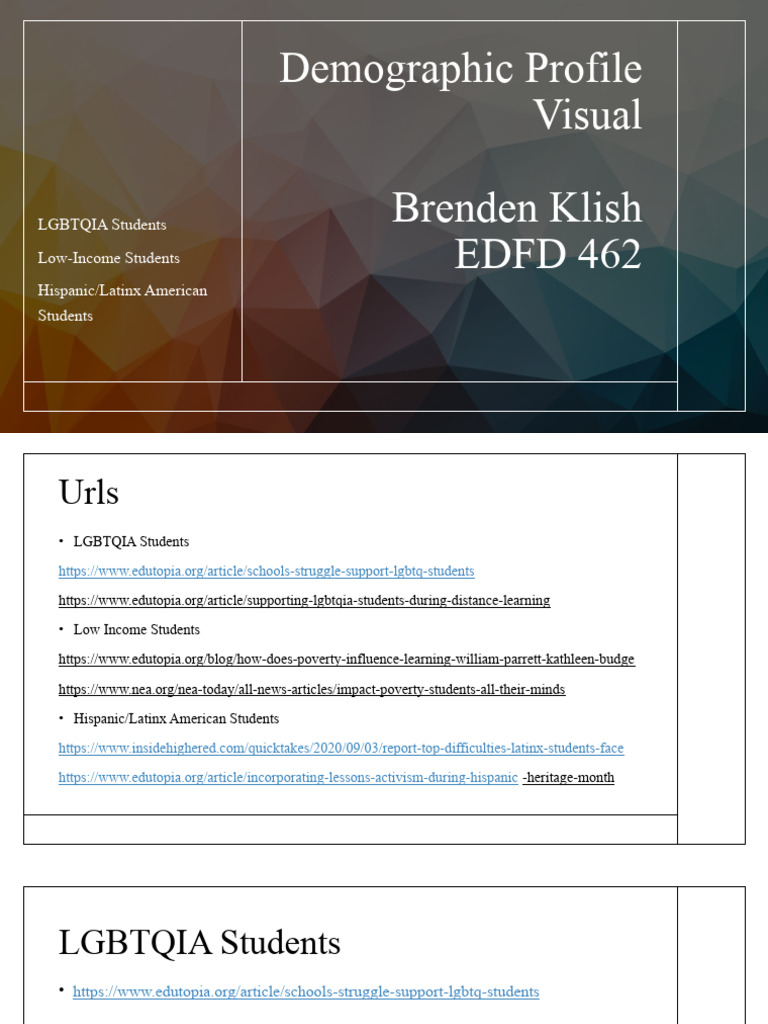 Edfd 462 Demographic Profile Visual | PDF | Poverty | Poverty ...